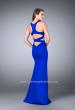 Picture of: Strappy Neoprene Dress with High Neck and Side Slit in Blue, Style: 24312, Back Picture