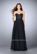 Picture of: Strapless A-line Prom Dress with Sheer Lace Bustier Top in Black, Style: 24318, Detail Picture 2