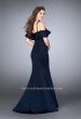 Picture of: Neoprene Ruffle Prom Dress with Mermaid Skirt in Blue, Style: 24344, Back Picture