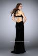 Picture of: Long Velvet Dress with Side Cut Outs and Strappy Back in Black, Style: 24349, Back Picture