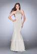 Picture of: High Neck Dress with Beaded Neckline and Strappy Back in Silver, Style: 24352, Main Picture