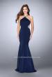 Picture of: High Neck Dress with Beaded Neckline and Strappy Back in Blue, Style: 24352, Detail Picture 1