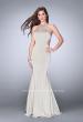 Picture of: High Neck Dress with Beaded Neckline and Strappy Back in Silver, Style: 24352, Detail Picture 4