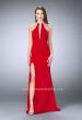 Picture of: Jersey Dress with High Beaded Collar and V Neckline in Red, Style: 24353, Detail Picture 1