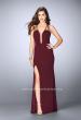 Picture of: Strappy Prom Gown with Deep Neckline and Side Slit in Red, Style: 24355, Main Picture