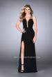 Picture of: Strappy Prom Gown with Deep Neckline and Side Slit in Black, Style: 24355, Detail Picture 1