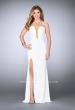 Picture of: Strappy Prom Gown with Deep Neckline and Side Slit in White, Style: 24355, Detail Picture 2