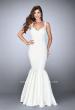 Picture of: Classic Neoprene Dress with Pleated Mermaid Skirt in White, Style: 24361, Main Picture
