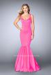 Picture of: Classic Neoprene Dress with Pleated Mermaid Skirt in Pink, Style: 24361, Detail Picture 4