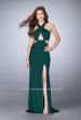 Picture of: Long Prom Dress with Front Slit and Open Back in Green, Style: 24369, Detail Picture 1