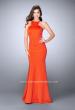 Picture of: High Neck Neoprene Prom Dress with Strappy Back in Orange, Style: 24374, Main Picture