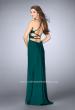 Picture of: Long Jersey Prom Dress with Cut Outs and Strappy Back in Green, Style: 24380, Back Picture
