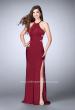 Picture of: Long Jersey Prom Dress with Cut Outs and Strappy Back in Red, Style: 24380, Detail Picture 1