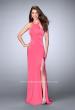 Picture of: Long Jersey Prom Dress with Cut Outs and Strappy Back in Pink, Style: 24380, Detail Picture 4