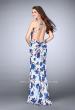 Picture of: Rose Printed Long Satin Prom Dress with Strappy Back in Print, Style: 24382, Back Picture