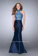 Picture of: Mikado Prom Dress with Open Back and Belt in Blue, Style: 24393, Main Picture