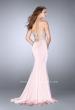 Picture of: Long Prom Dress with Sheer Beading and Leg Slit in Pink, Style: 24409, Back Picture