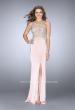 Picture of: Long Prom Dress with Sheer Beading and Leg Slit in Pink, Style: 24409, Detail Picture 1