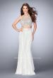 Picture of: Lace Prom Dress with Illusion Neckline and Pockets in White, Style: 24418, Detail Picture 3