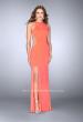 Picture of: Fitted Prom Dress with Strappy Sides and High Neckline in Orange, Style: 24432, Detail Picture 1