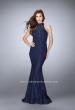 Picture of: High Neck Lace Mermaid Prom Dress with Open Back in Blue, Style: 24451, Detail Picture 1