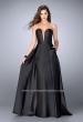 Picture of: Long Cape Dress with a Deep Sweetheart Neckline in Black, Style: 24467, Detail Picture 1