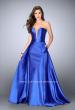 Picture of: Long Cape Dress with a Deep Sweetheart Neckline in Blue, Style: 24467, Detail Picture 5