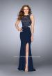 Picture of: Jersey Prom Dress with Embroidered Lace Top in Blue, Style: 24486, Main Picture