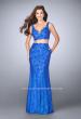 Picture of: Long Scalloped Lace Two Piece Prom Dress in Blue, Style: 24496, Main Picture