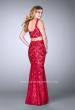 Picture of: Long Scalloped Lace Two Piece Prom Dress in Pink, Style: 24496, Back Picture