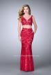 Picture of: Long Scalloped Lace Two Piece Prom Dress in Pink, Style: 24496, Detail Picture 1