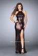 Picture of: Fitted Sequin Dress with a Strappy Back and Slit in Black, Style: 24497, Main Picture