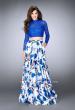 Picture of: Floral Two Piece Prom Dress with Long Sleeve Lace Top in Blue, Style: 24507, Main Picture