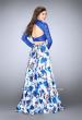 Picture of: Floral Two Piece Prom Dress with Long Sleeve Lace Top in Blue, Style: 24507, Back Picture