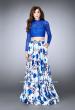 Picture of: Floral Two Piece Prom Dress with Long Sleeve Lace Top in Blue, Style: 24507, Detail Picture 1