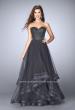 Picture of: Beaded A-line Prom Dress with a Tiered Tulle Skirt in Silver, Style: 24517, Main Picture