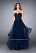 Picture of: Beaded A-line Prom Dress with a Tiered Tulle Skirt in Navy, Style: 24517, Detail Picture 2