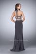 Picture of: Two Piece Jersey Dress with Beaded Top and Train in Silver, Style: 24521, Back Picture