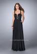 Picture of: Chiffon A-line Prom Dress with Vegan Leather Straps in Black, Style: 24536, Detail Picture 2