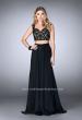 Picture of: Two Piece Chiffon Dress with Lace Top and Beaded Belt in Black, Style: 24564, Detail Picture 1