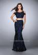 Picture of: Two Piece Cold Shoulder Lace Dress with Beading in Blue, Style: 24583, Detail Picture 2