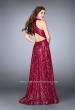 Picture of: Sequin A-line Gown with High Neck and Key Hole Back in Pink, Style: 24584, Back Picture