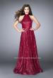 Picture of: Sequin A-line Gown with High Neck and Key Hole Back in Pink, Style: 24584, Detail Picture 1