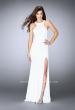 Picture of: Jersey High Neck Dress with Geometric Back Cut Outs in White, Style: 24585, Back Picture