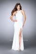 Picture of: Jersey High Neck Dress with Geometric Back Cut Outs in White, Style: 24585, Detail Picture 2