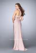 Picture of: Beaded Illusion Two Piece Dress with Attached Choker in Pink, Style: 24594, Back Picture