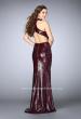 Picture of: Sequin Gown with Rectangle Neckline and Side Cut Outs in Red, Style: 24595, Back Picture