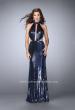 Picture of: Sequin Gown with Rectangle Neckline and Side Cut Outs in Blue, Style: 24595, Detail Picture 1