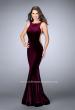 Picture of: High Neck Velvet Gown with Sheer Sides and Open Back in Red, Style: 24605, Detail Picture 1
