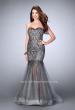 Picture of: Beaded Strapless Dress with Tulle Mermaid Skirt in Silver, Style: 24616, Main Picture